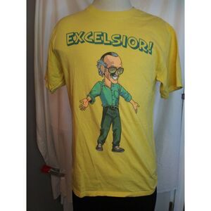 Excelsior! Stan Lee shirt yellow Rare Small Marvel Comic stanlee.livejournal.com
